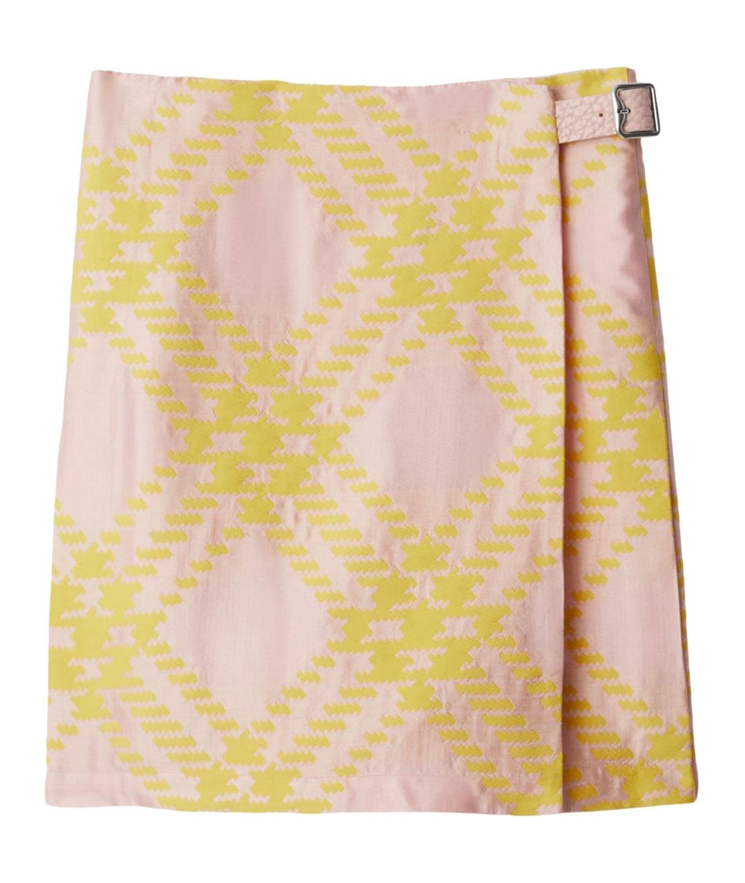 BURBERRY Розовая хлопковая юбка мини, фото 1