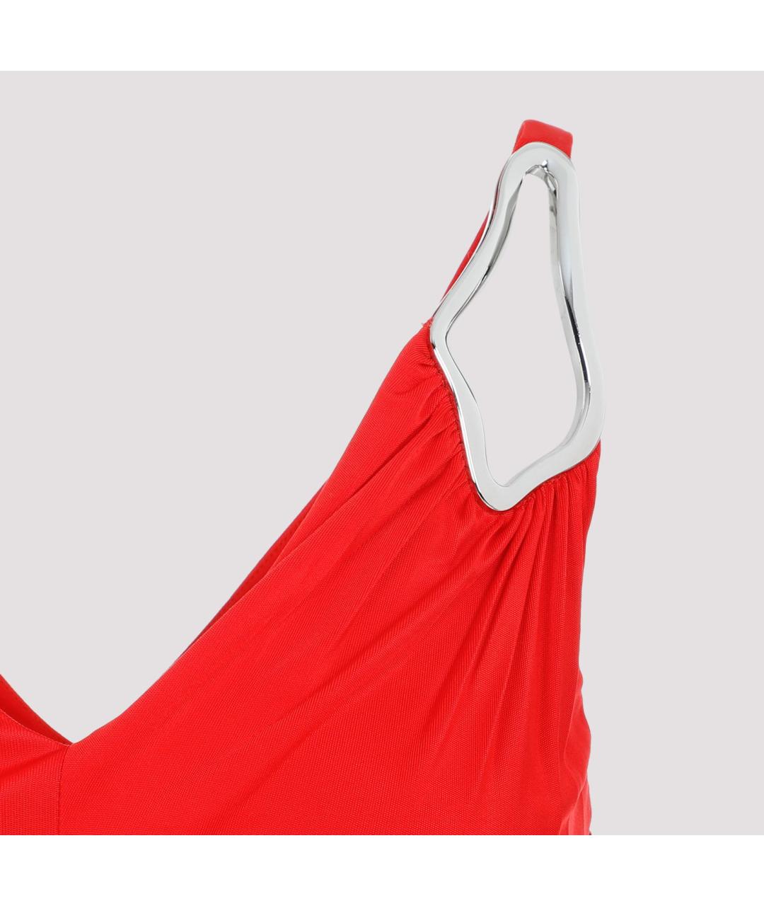 LANVIN Красное льняное повседневное платье, фото 5