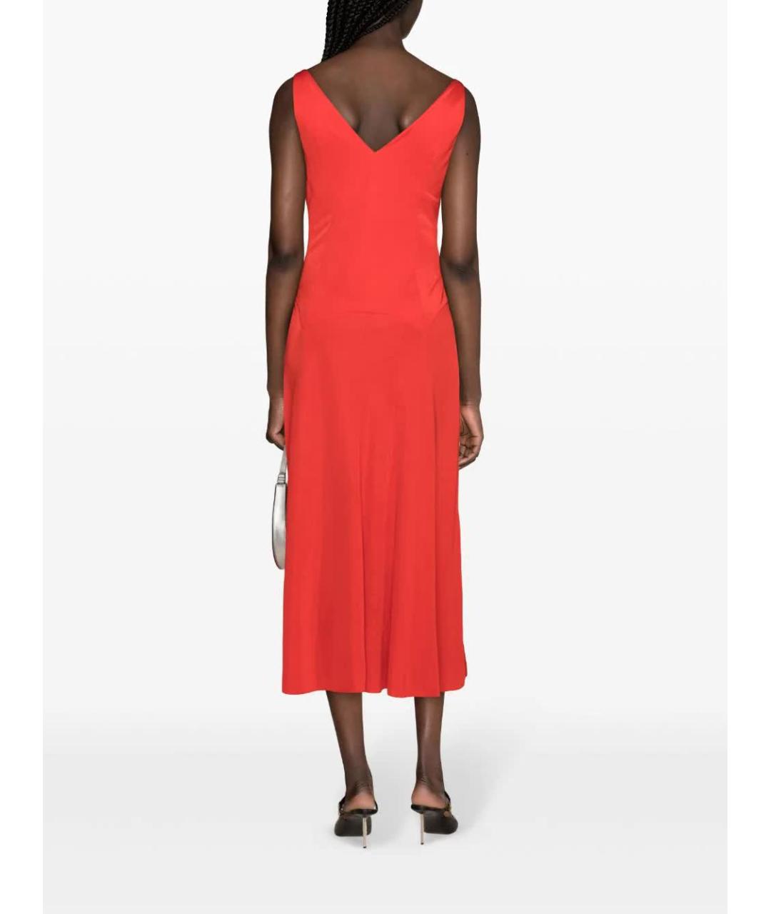 LANVIN Красное льняное повседневное платье, фото 4