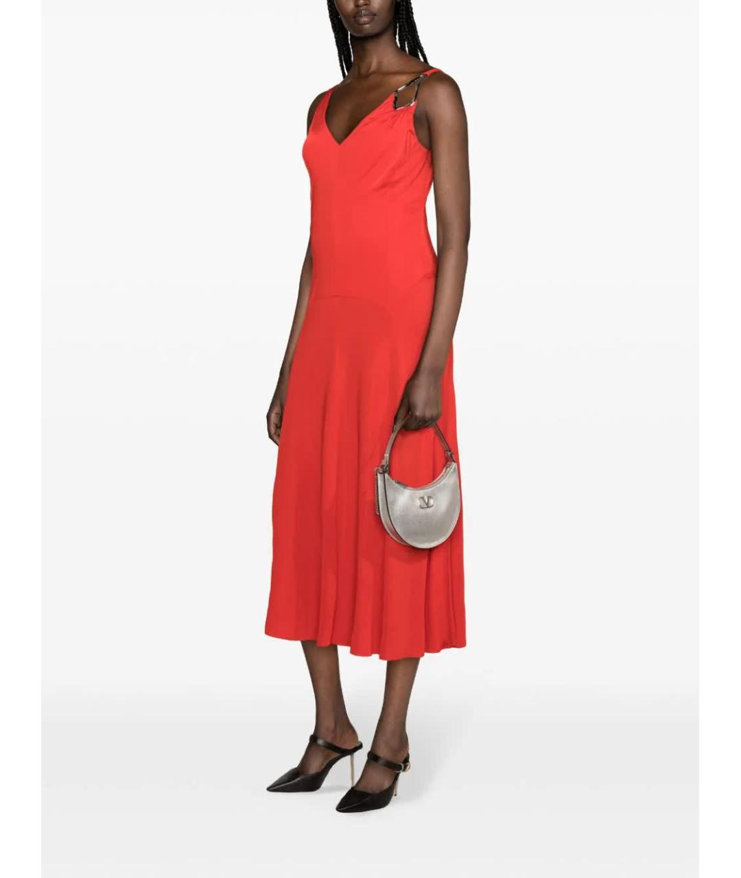 LANVIN Красное льняное повседневное платье, фото 3