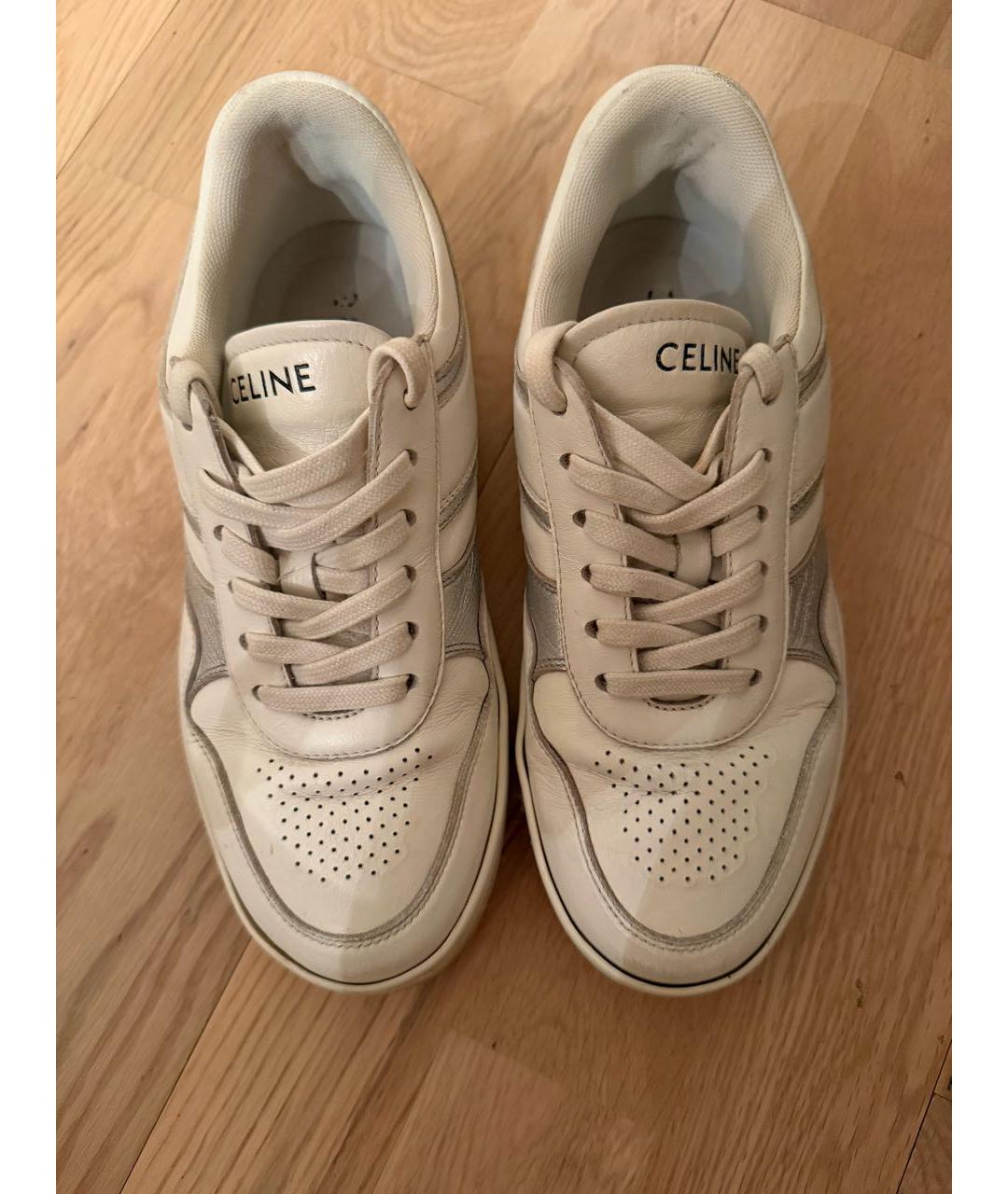 CELINE Белые кожаные кеды, фото 3