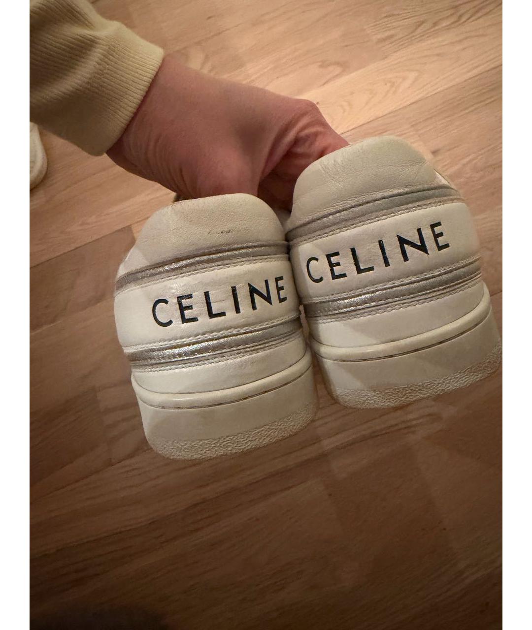 CELINE Белые кожаные кеды, фото 4