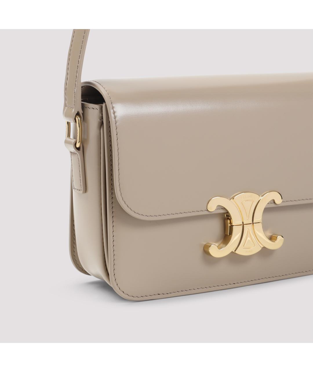 CELINE Бежевая кожаная сумка через плечо, фото 5