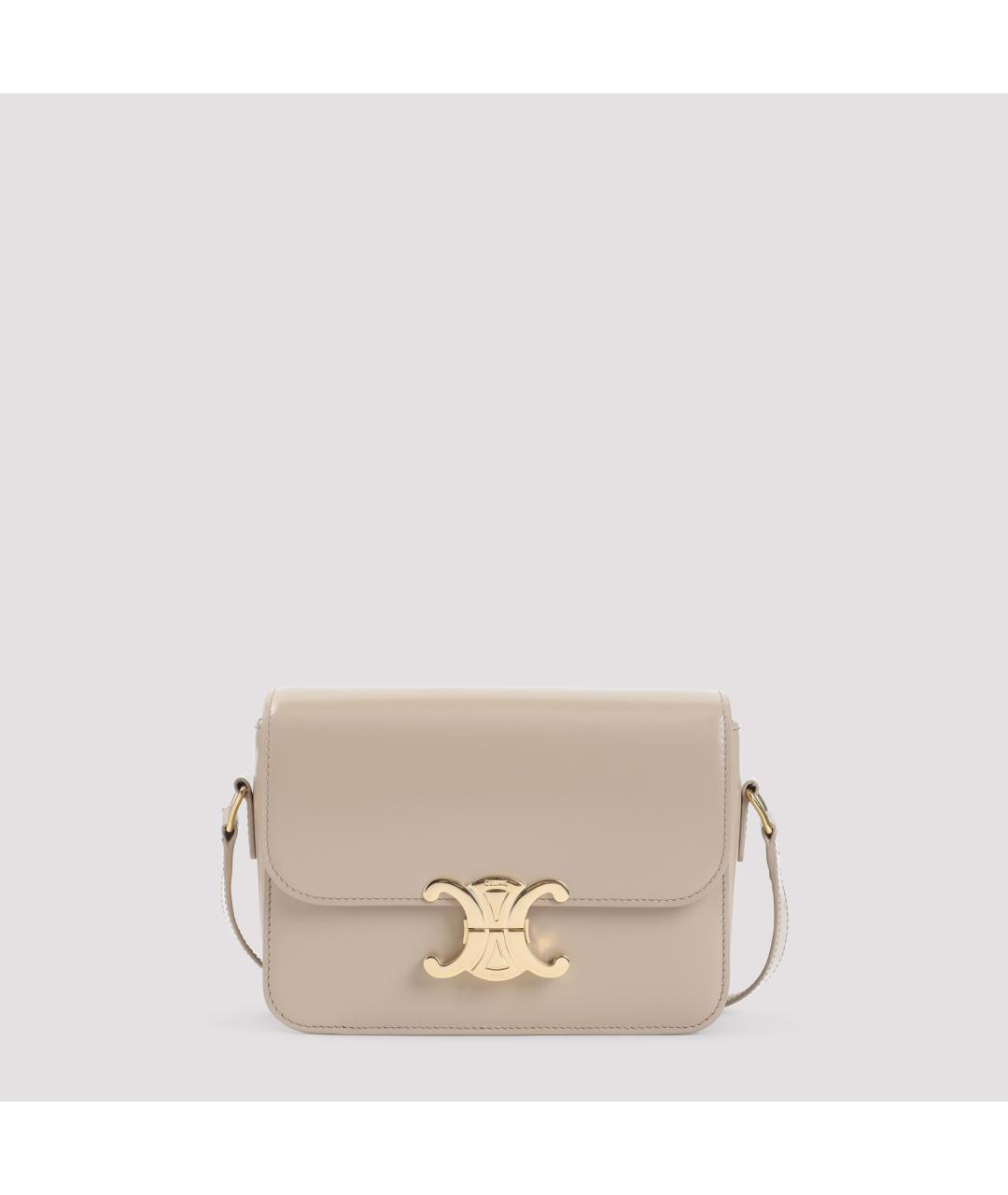 CELINE Бежевая кожаная сумка через плечо, фото 2