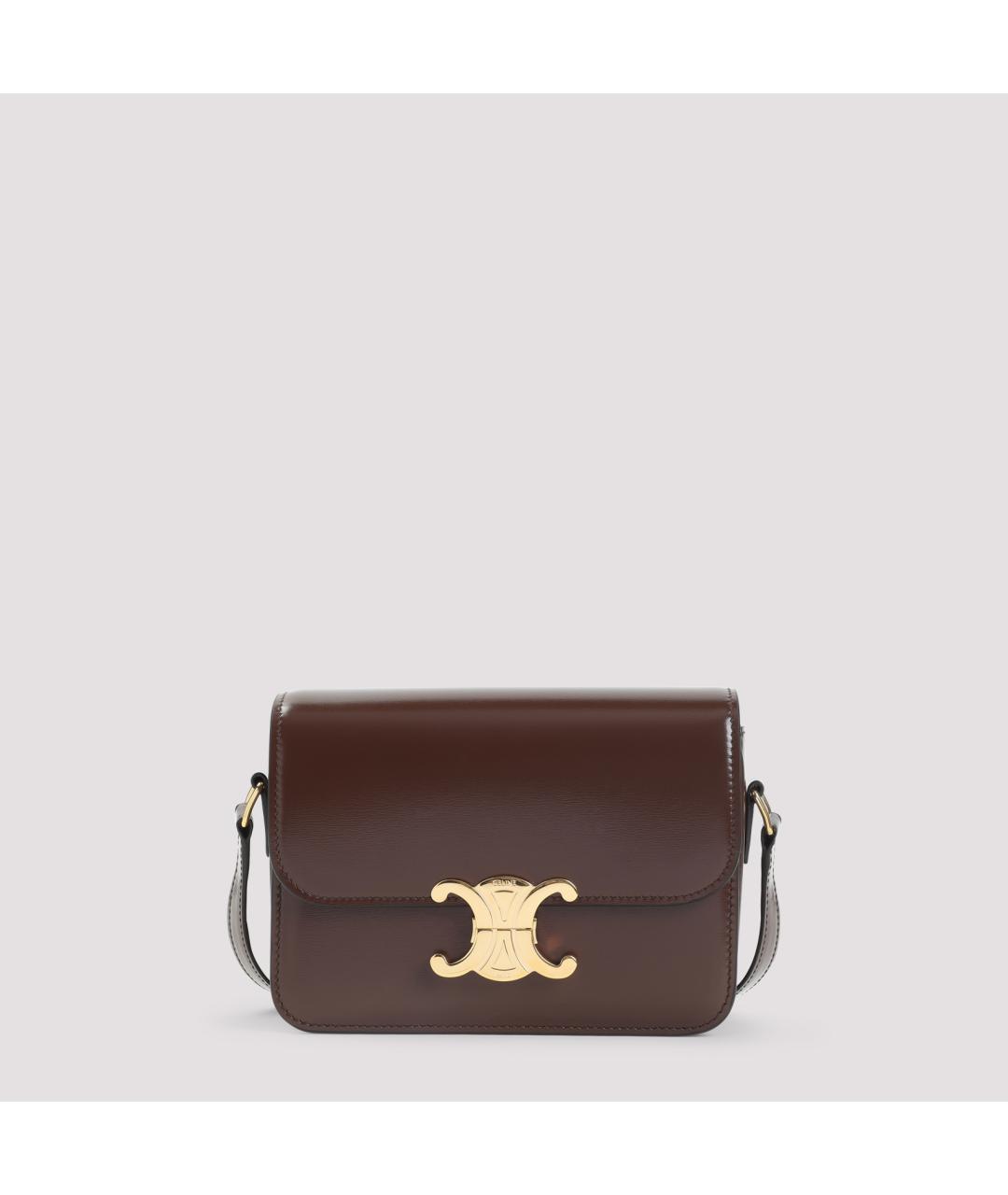 CELINE Коричневая кожаная сумка через плечо, фото 2