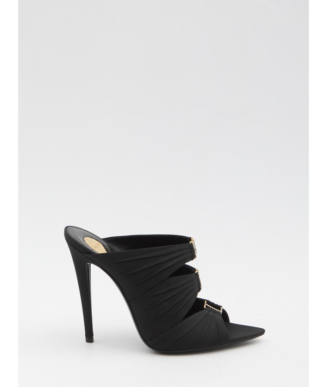 SAINT LAURENT Черные текстильные мюли, фото 6
