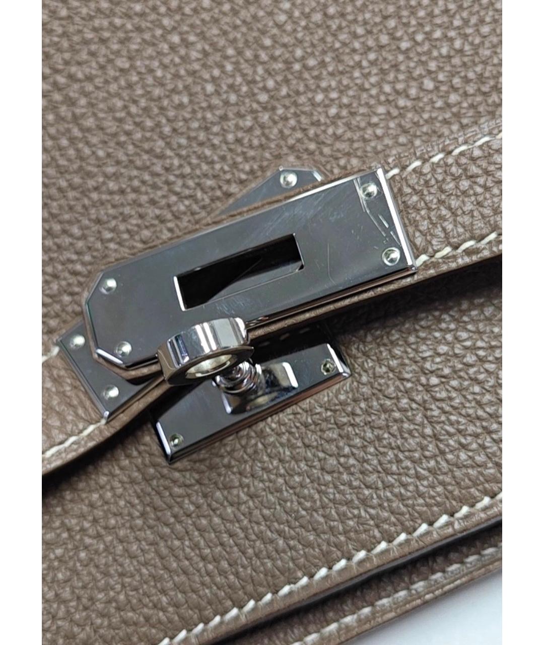 HERMES Коричневая кожаная сумка через плечо, фото 5