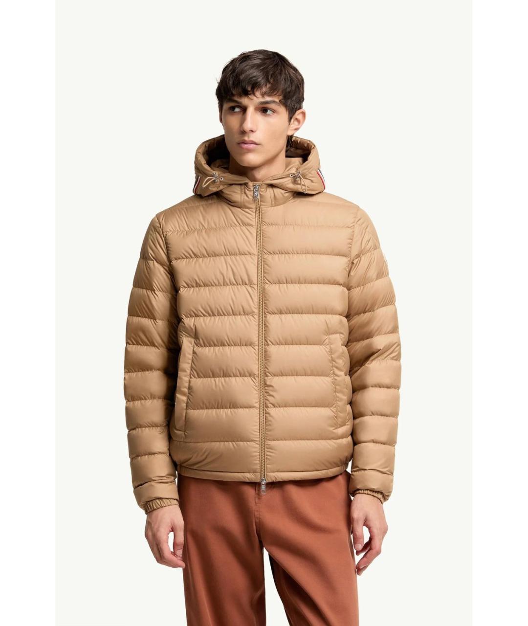MONCLER Бежевая полиэстеровая куртка, фото 3
