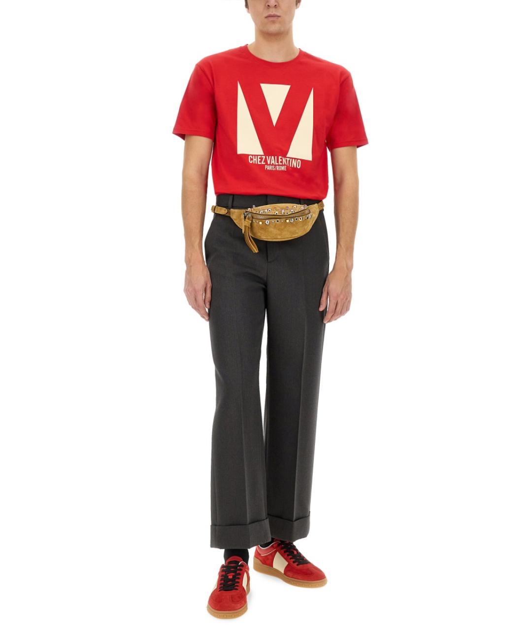 VALENTINO Красная хлопковая футболка, фото 2