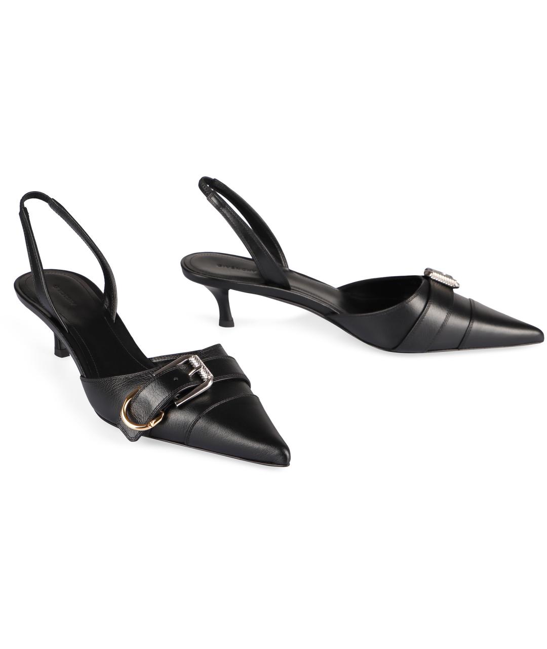 GIVENCHY Черные кожаные лодочки на низком каблуке, фото 3