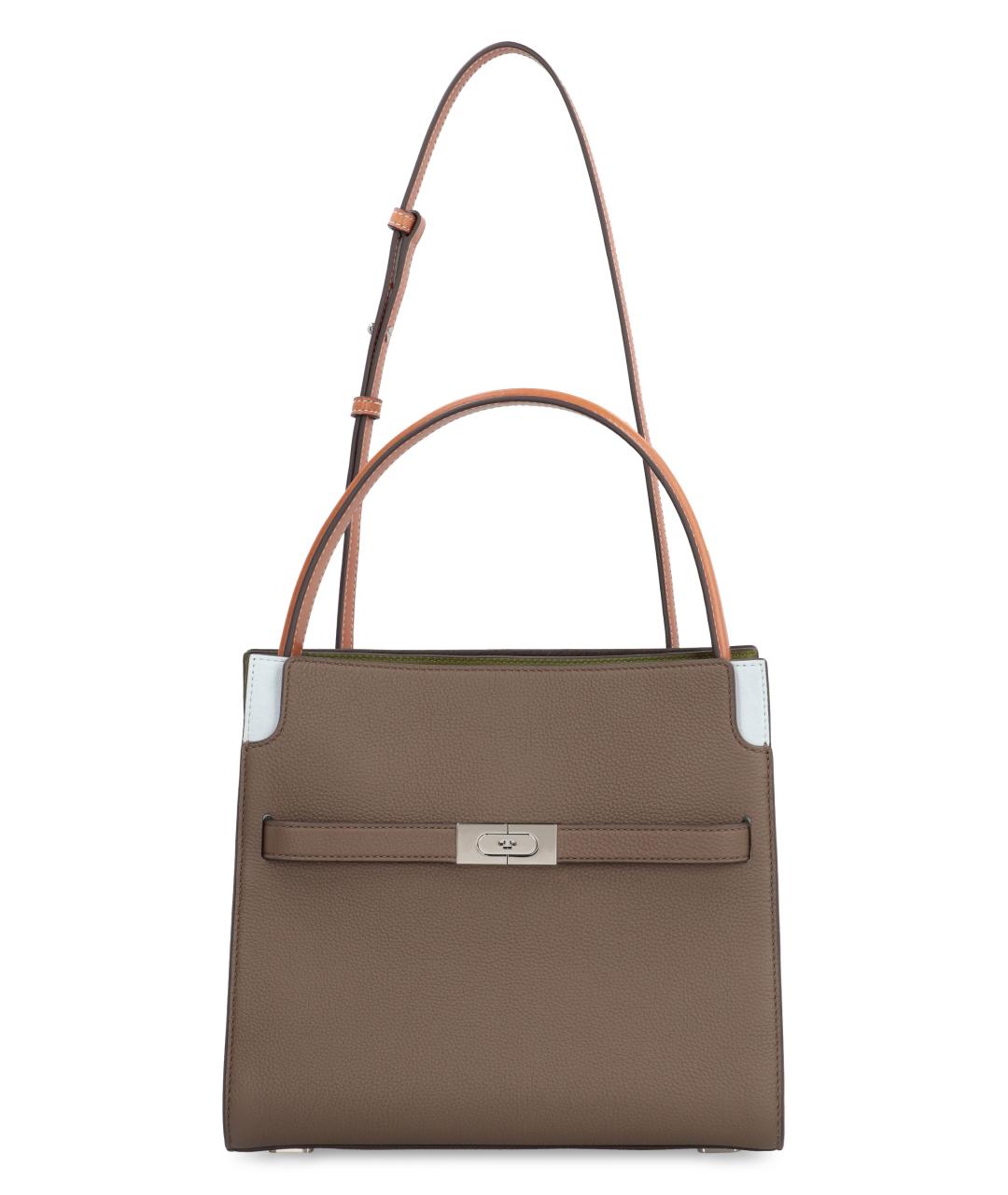 TORY BURCH Коричневая кожаная сумка с короткими ручками, фото 4