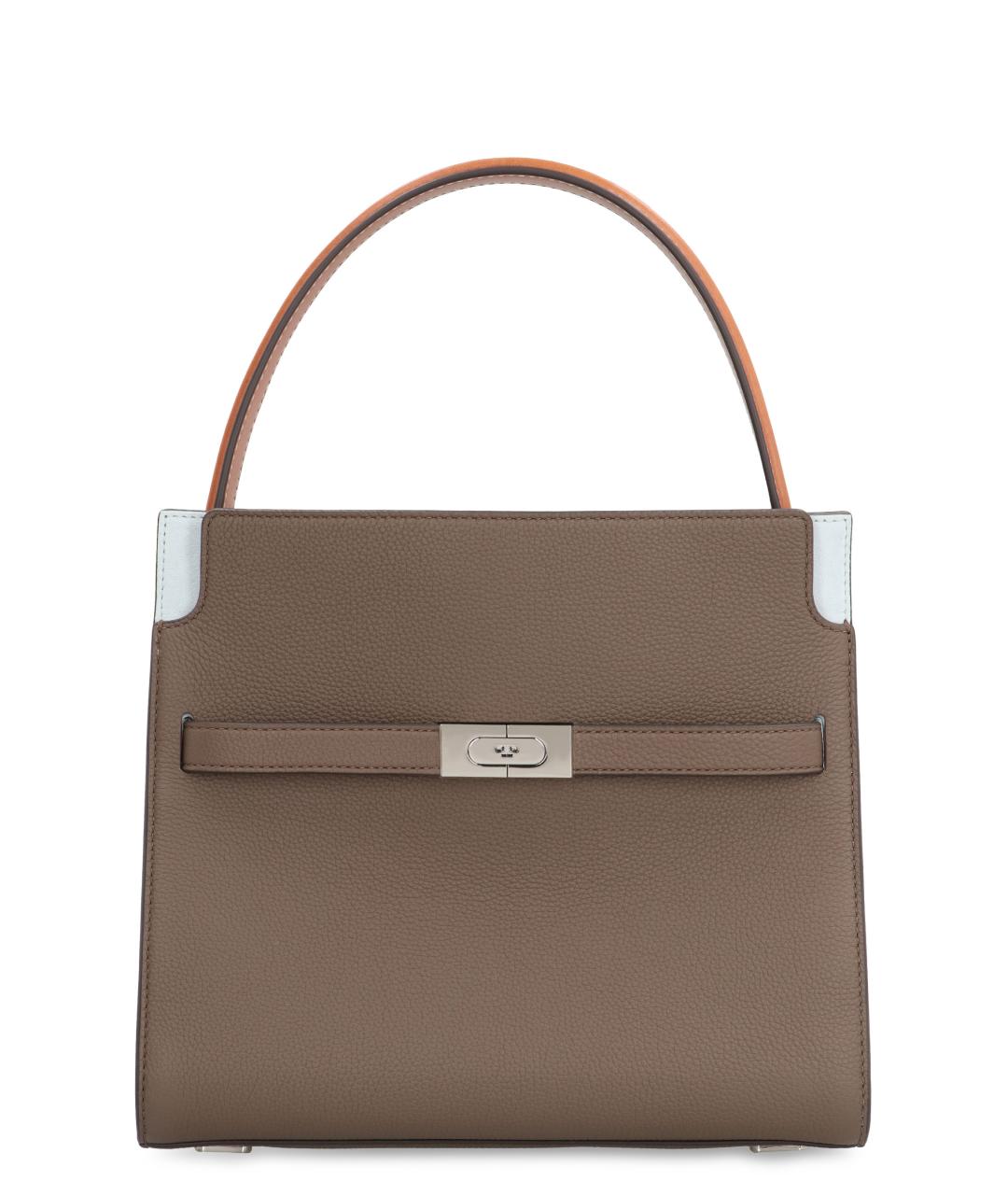 TORY BURCH Коричневая кожаная сумка с короткими ручками, фото 1