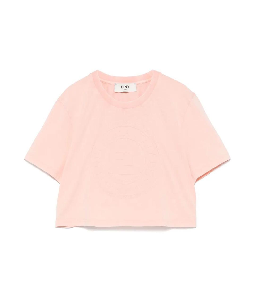 FENDI Розовая хлопковая футболка, фото 1