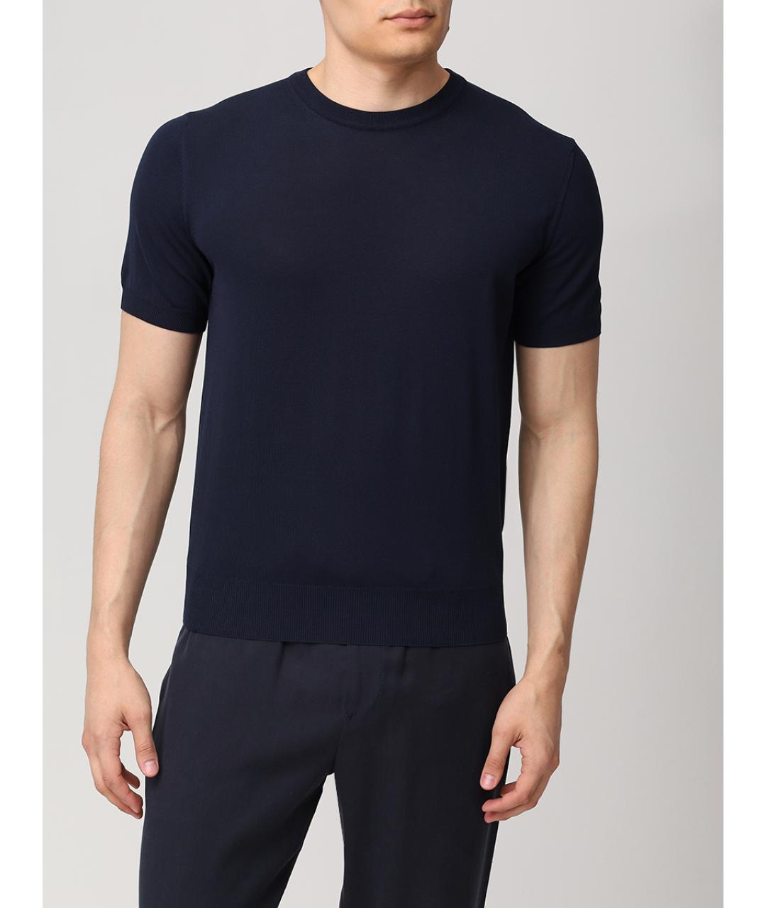CANALI Синяя хлопковая футболка, фото 4