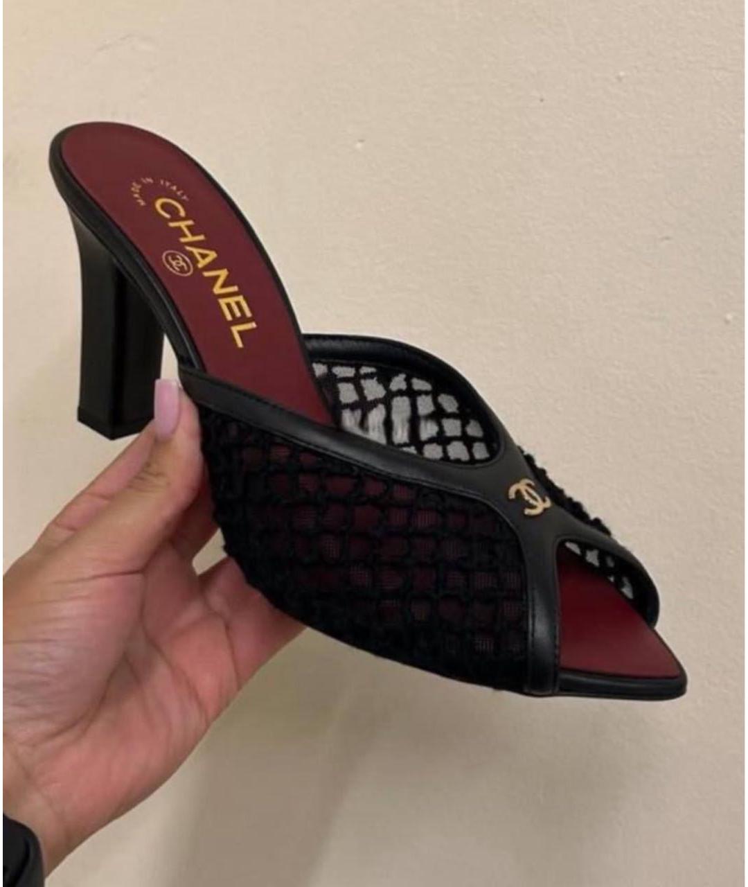 CHANEL Черные текстильные мюли, фото 3