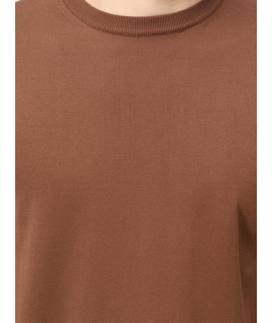CANALI Коричневая хлопковая футболка, фото 5