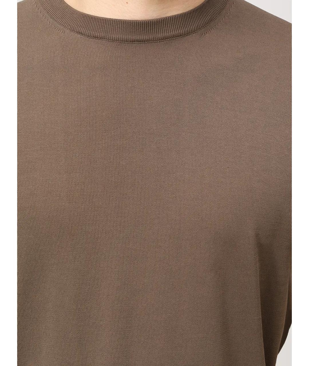 CANALI Коричневая хлопковая футболка, фото 5