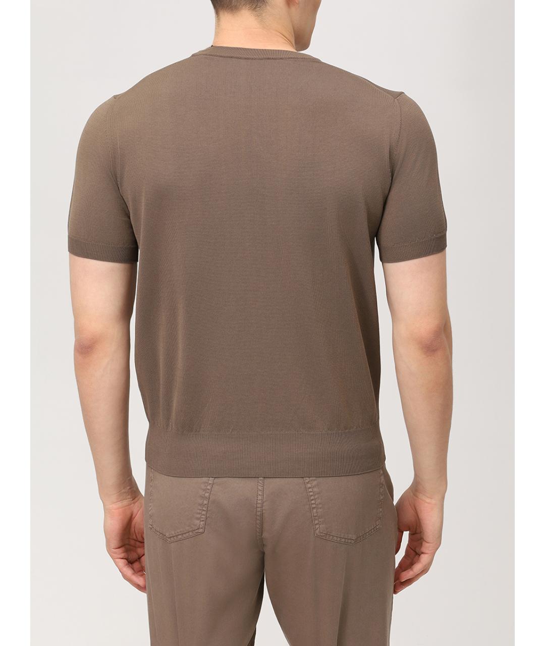 CANALI Коричневая хлопковая футболка, фото 3