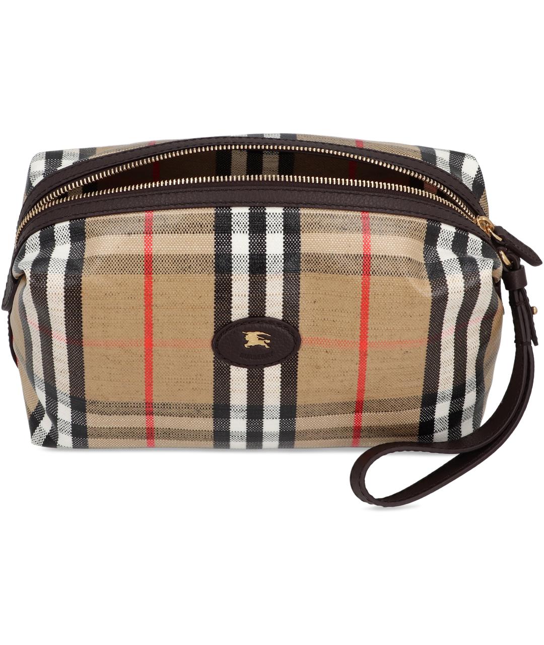 BURBERRY Бежевая хлопковая косметичка, фото 4