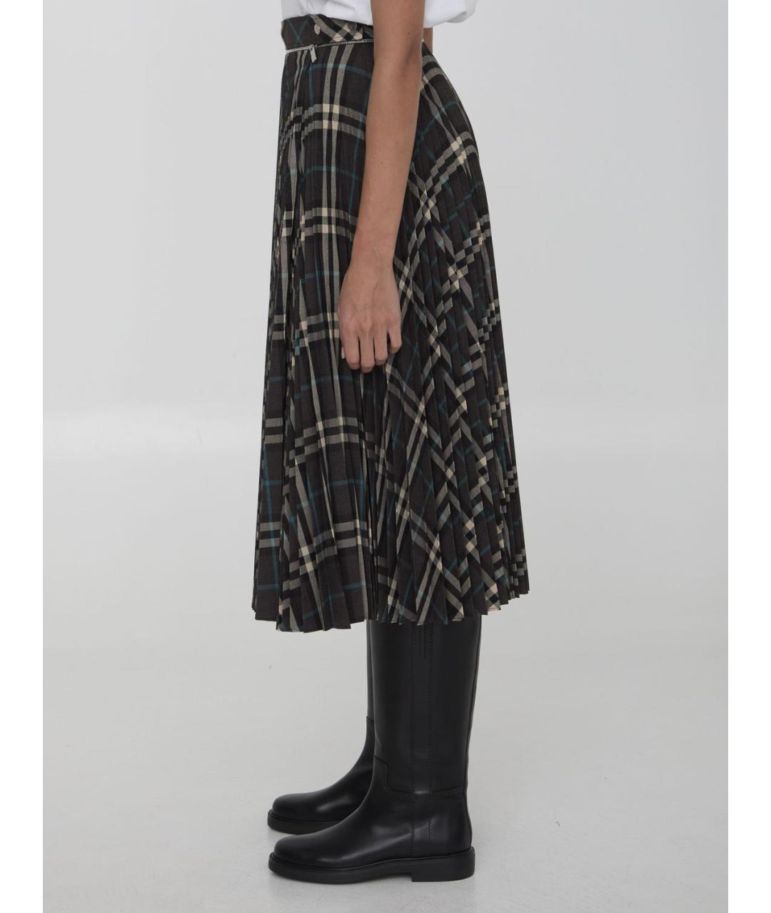 BURBERRY Мульти полиэстеровая юбка миди, фото 3