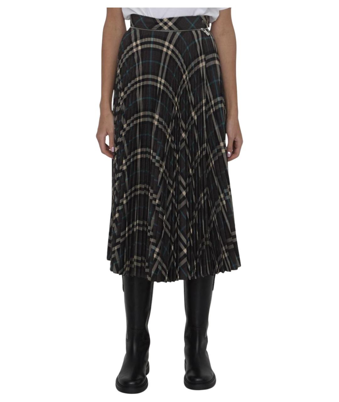 BURBERRY Мульти полиэстеровая юбка миди, фото 1