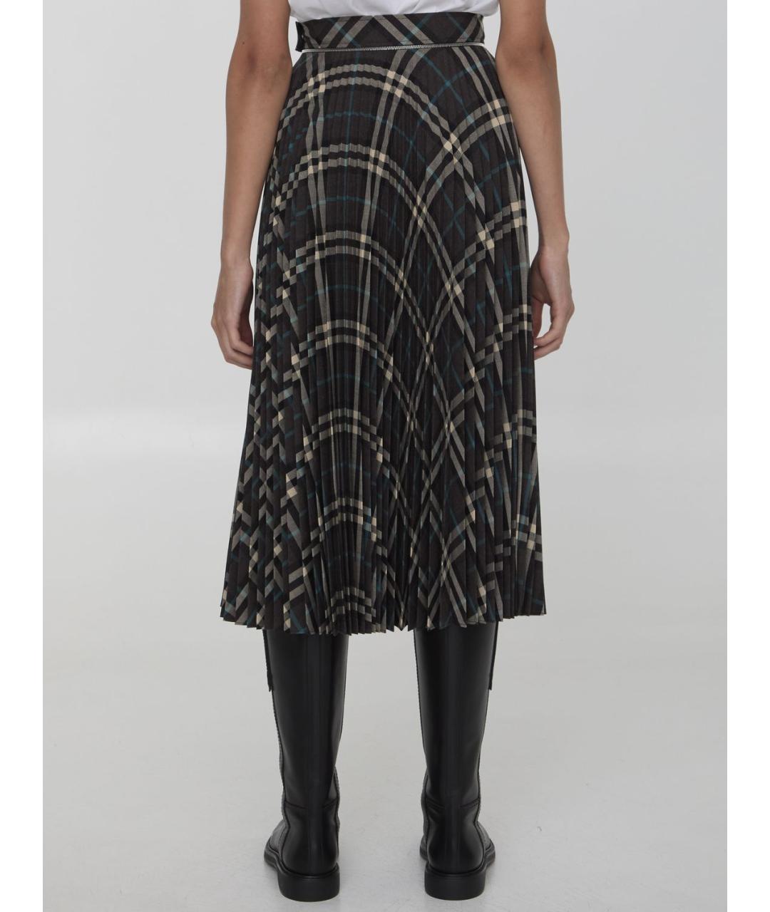 BURBERRY Мульти полиэстеровая юбка миди, фото 4