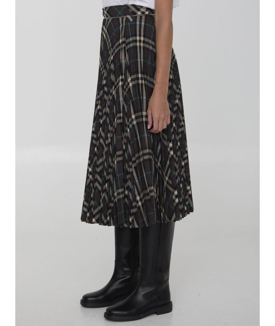 BURBERRY Мульти полиэстеровая юбка миди, фото 2