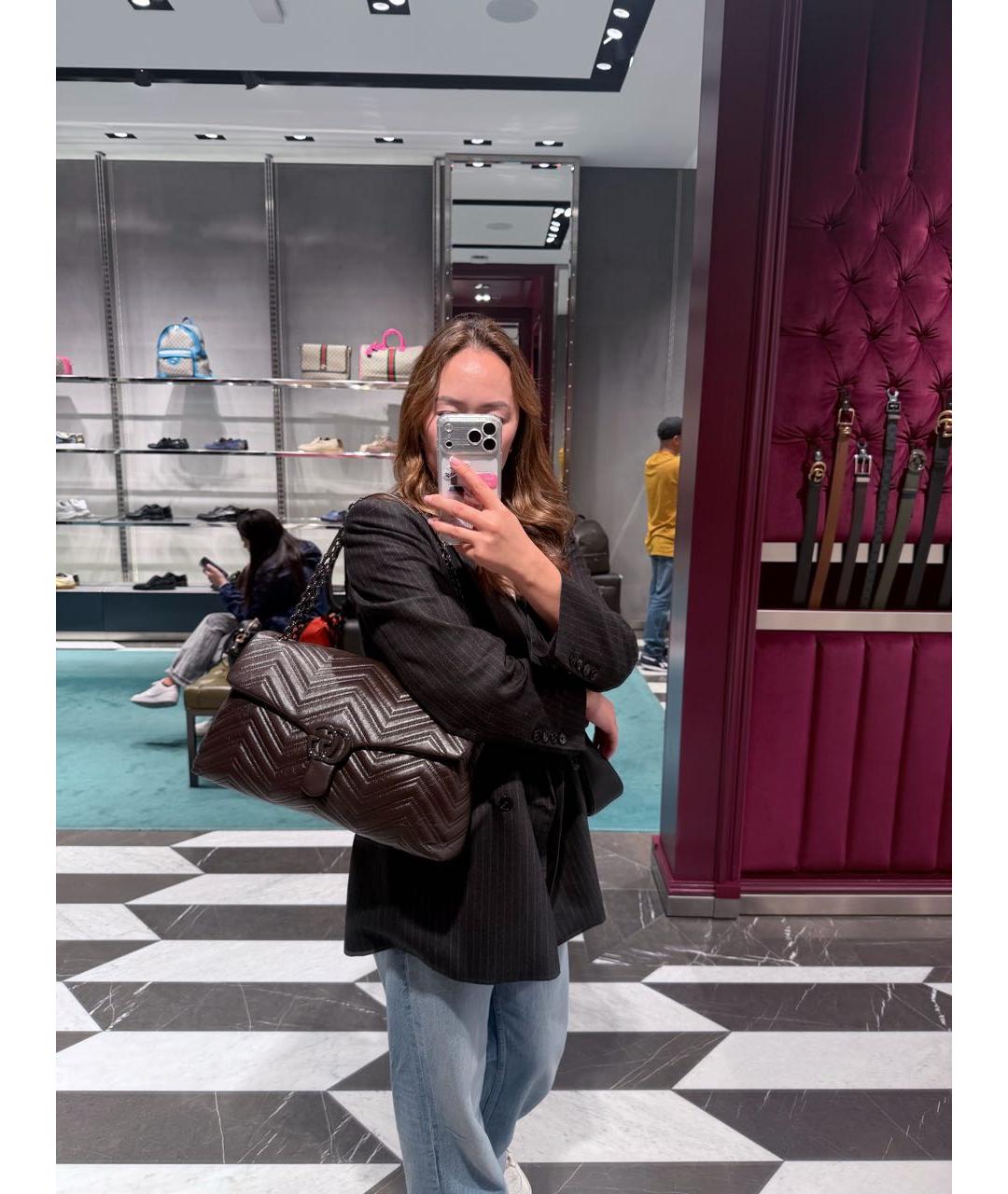 GUCCI Коричневая кожаная сумка с короткими ручками, фото 6