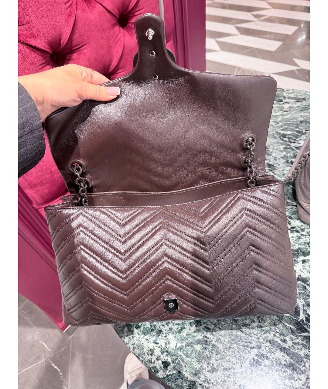 GUCCI Коричневая кожаная сумка с короткими ручками, фото 5