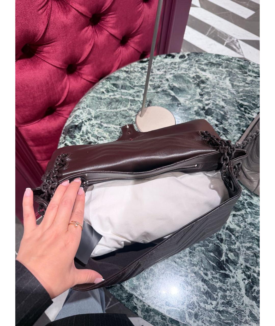 GUCCI Коричневая кожаная сумка с короткими ручками, фото 4