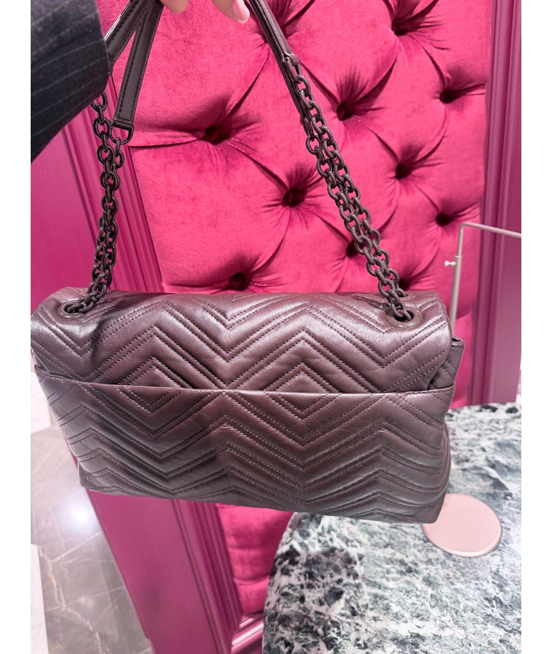 GUCCI Коричневая кожаная сумка с короткими ручками, фото 2