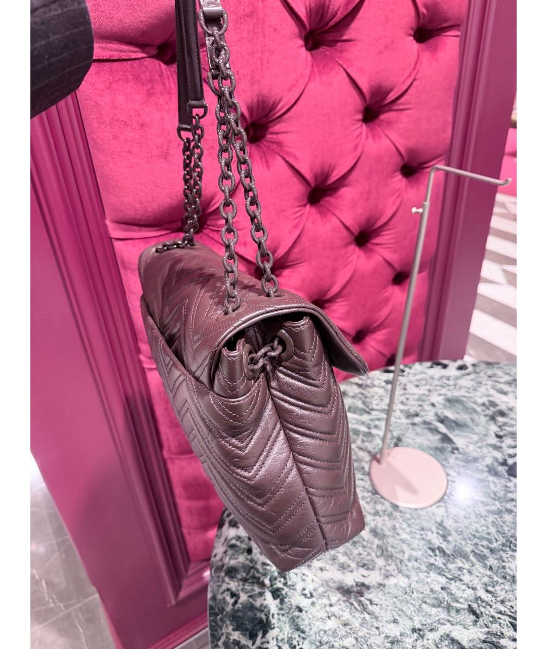 GUCCI Коричневая кожаная сумка с короткими ручками, фото 3