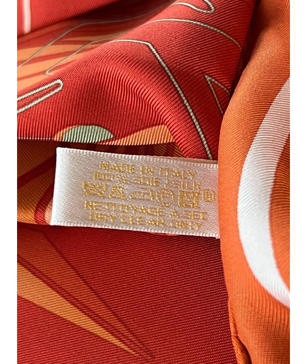 CARTIER Оранжевый шелковый платок, фото 7