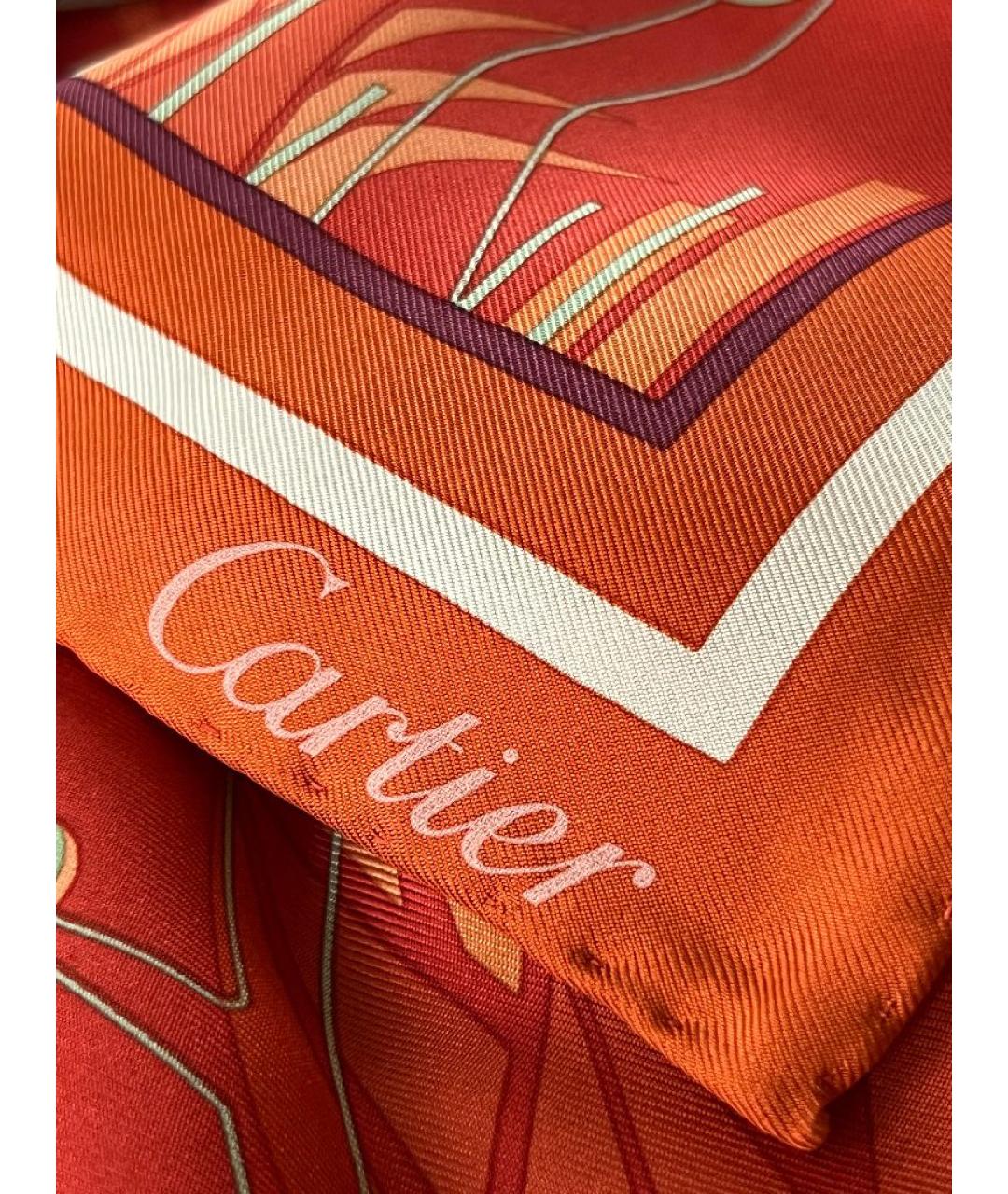 CARTIER Оранжевый шелковый платок, фото 3
