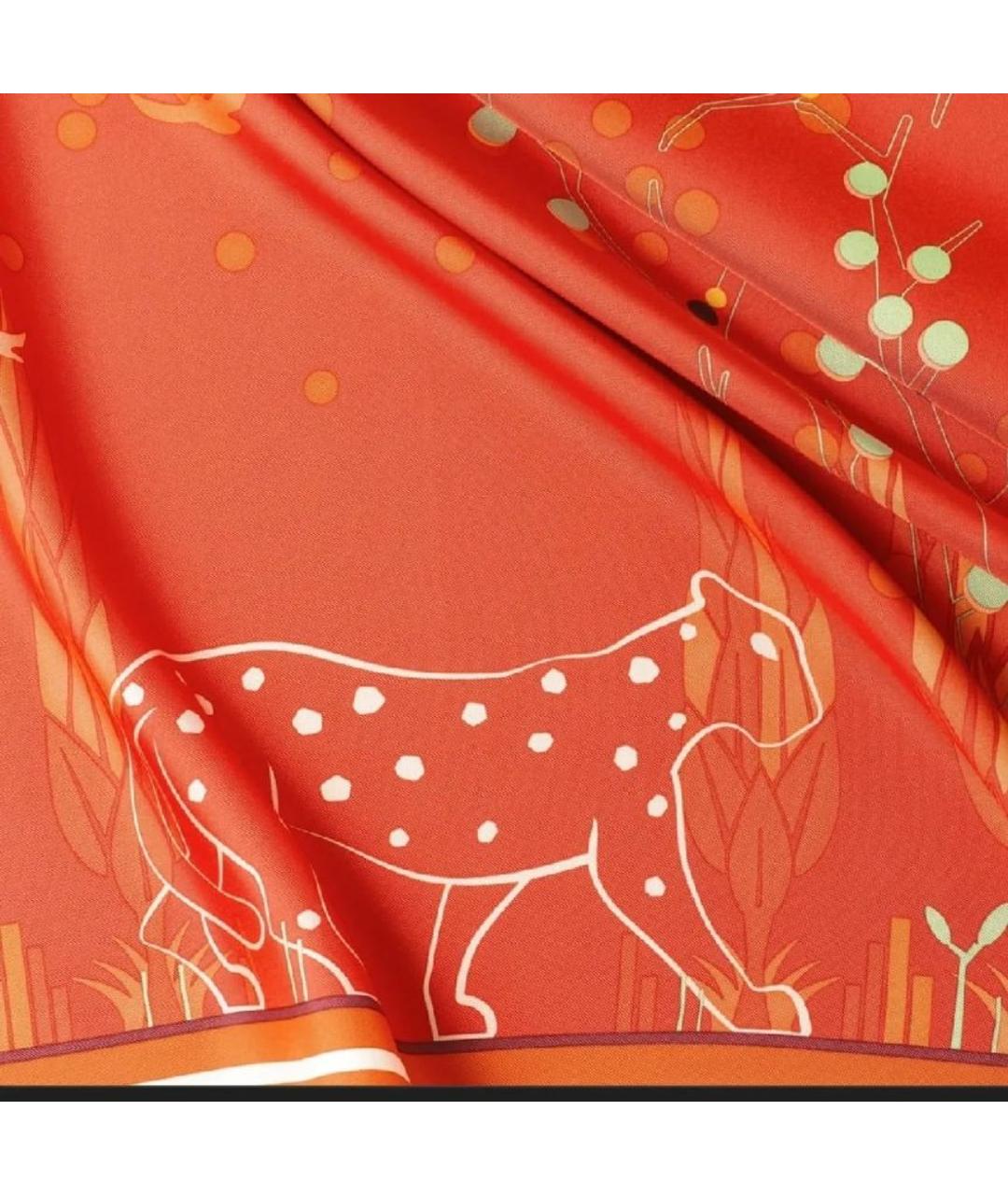 CARTIER Оранжевый шелковый платок, фото 2