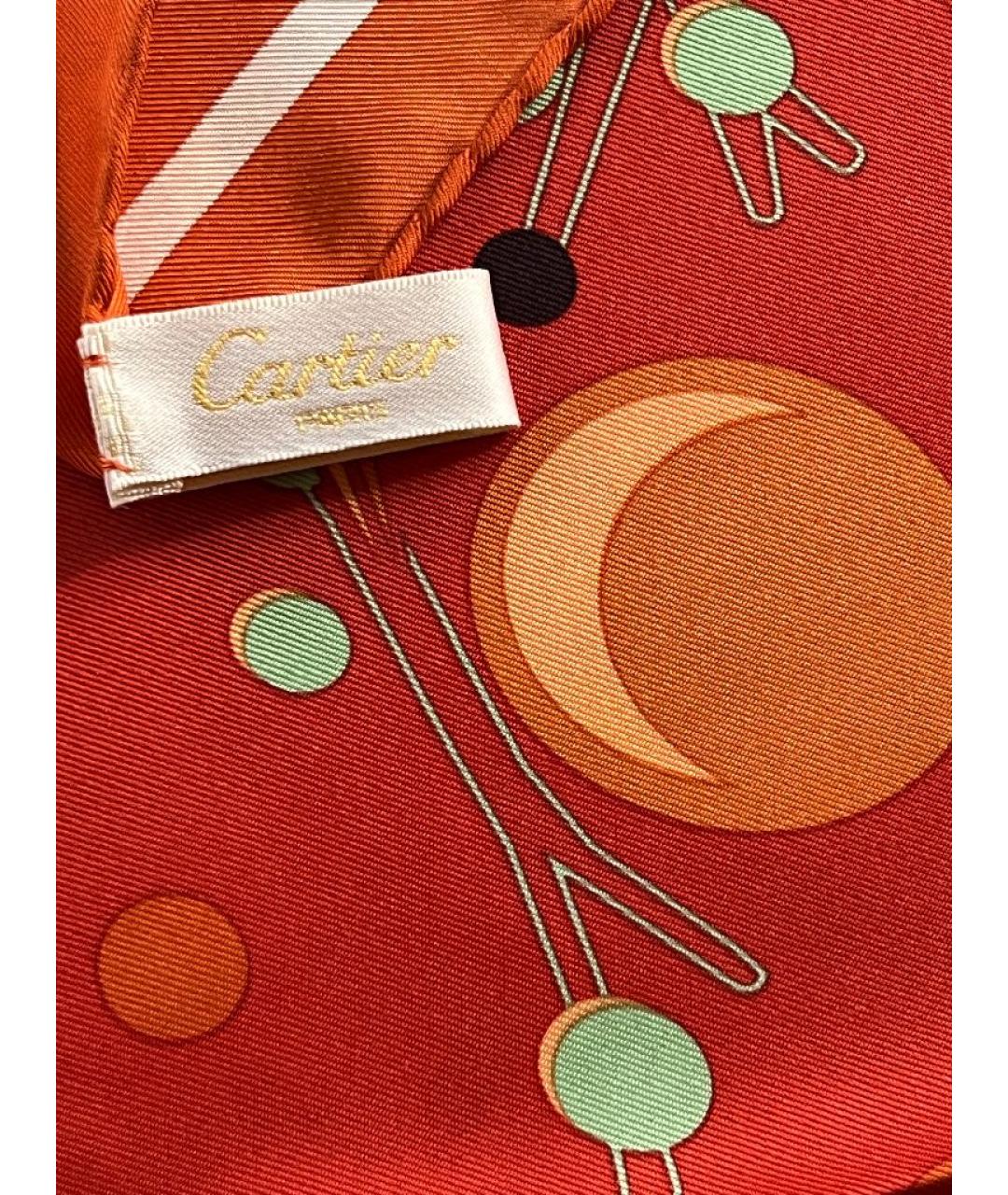 CARTIER Оранжевый шелковый платок, фото 6