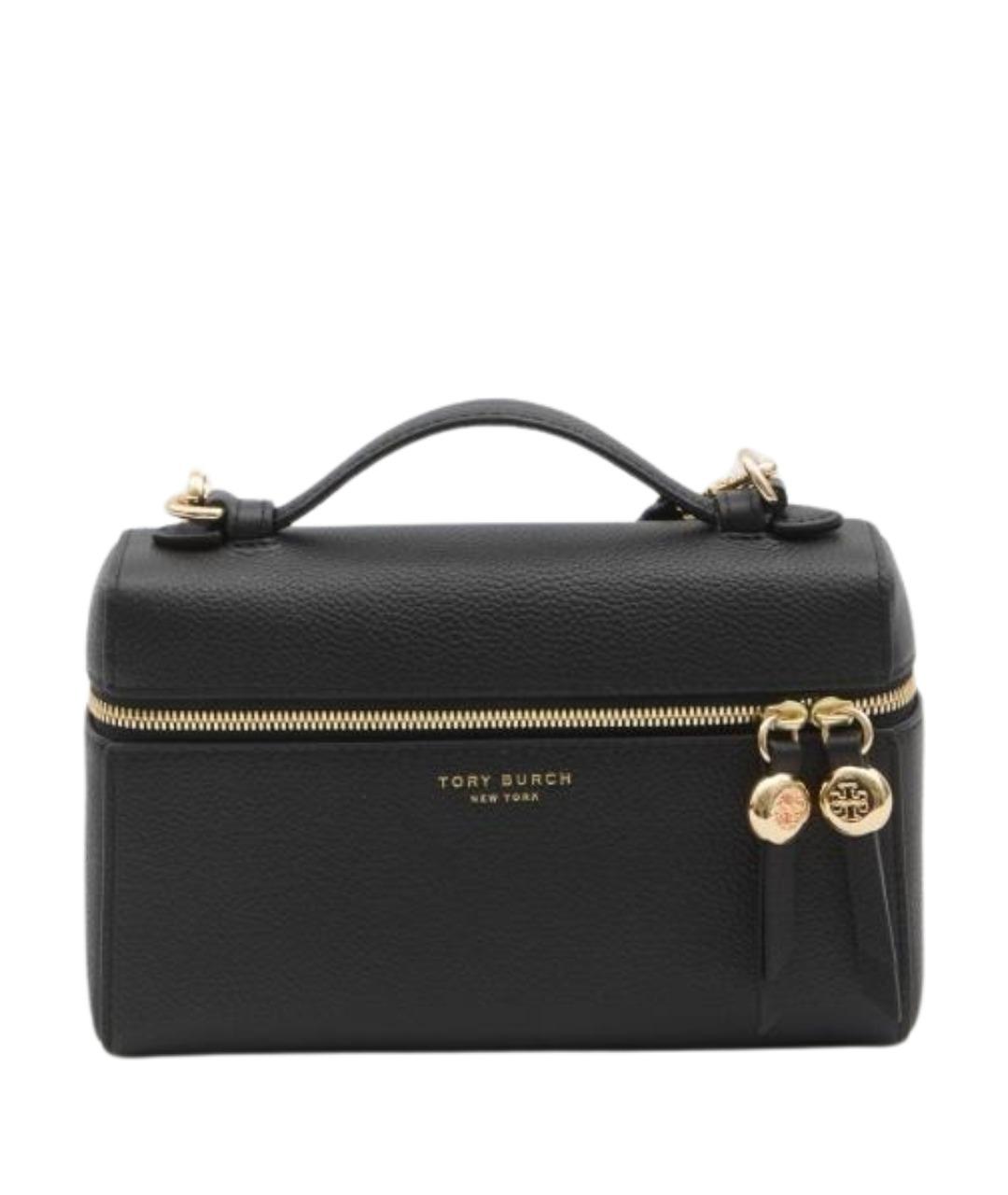 TORY BURCH Черная кожаная сумка с короткими ручками, фото 1