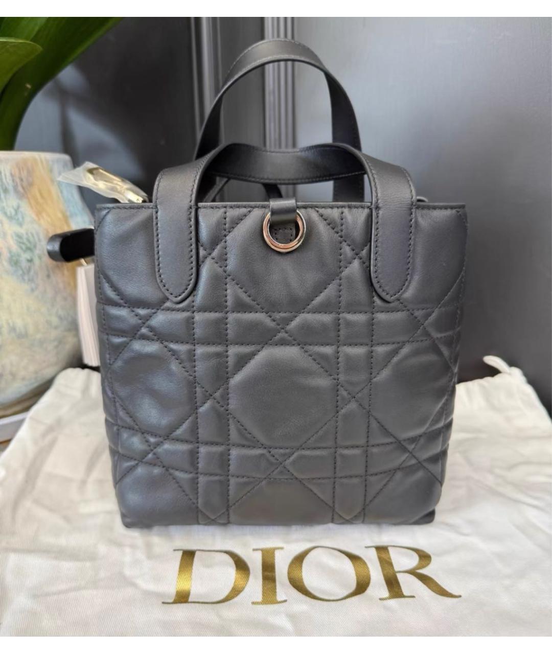 CHRISTIAN DIOR Черная кожаная сумка с короткими ручками, фото 4