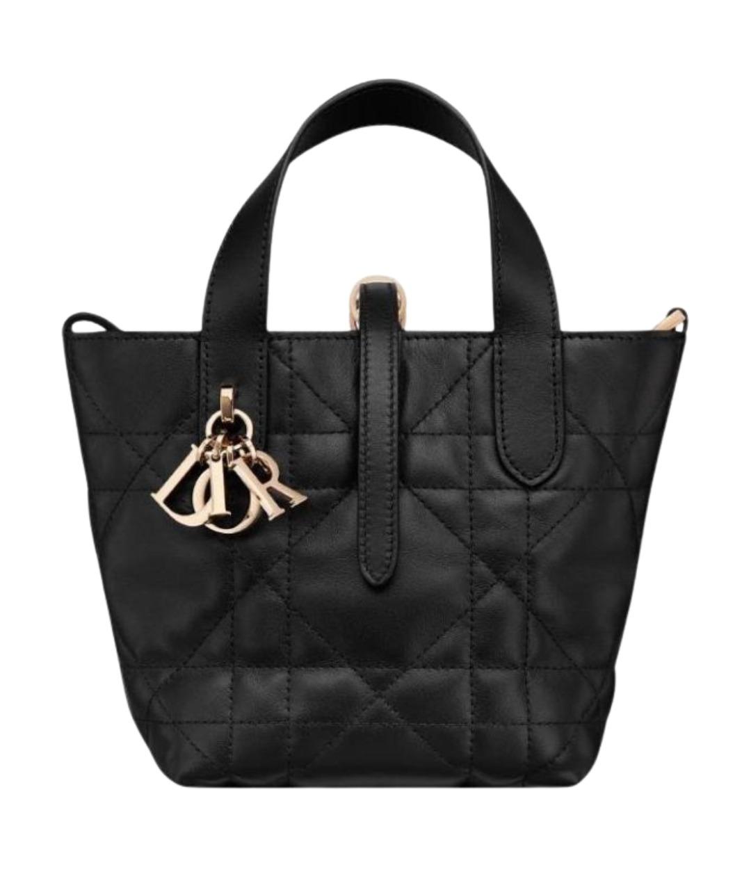 CHRISTIAN DIOR Черная кожаная сумка с короткими ручками, фото 1