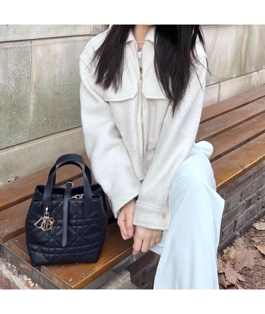 CHRISTIAN DIOR Черная кожаная сумка с короткими ручками, фото 6