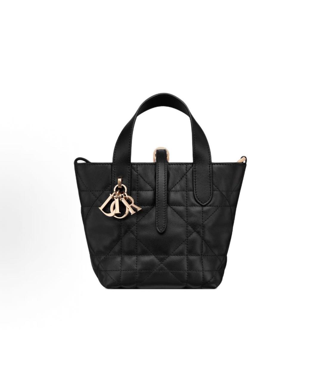 CHRISTIAN DIOR Черная кожаная сумка с короткими ручками, фото 7