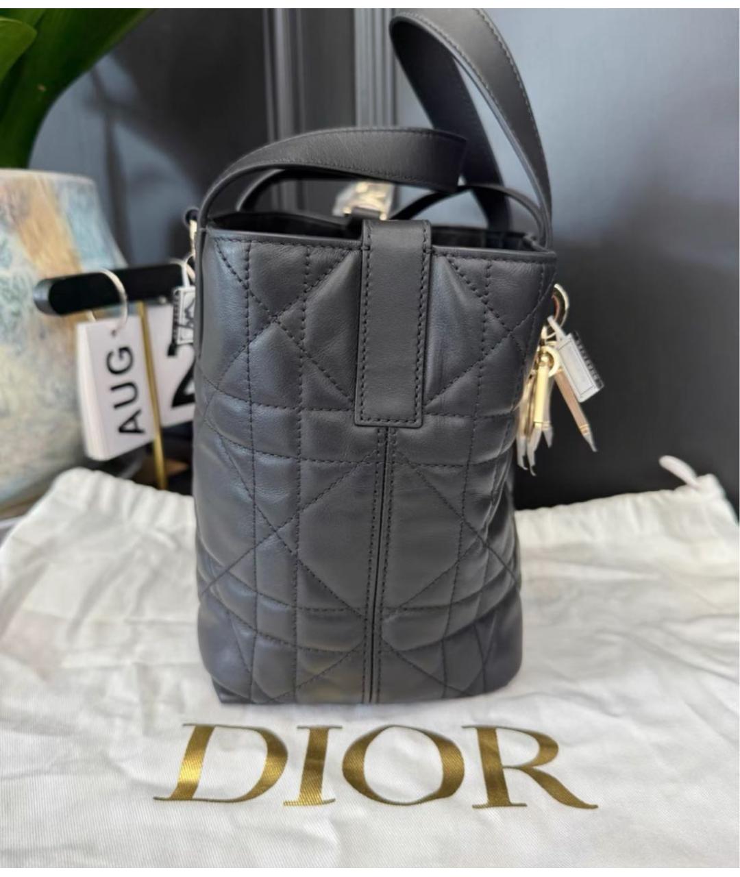 CHRISTIAN DIOR Черная кожаная сумка с короткими ручками, фото 3