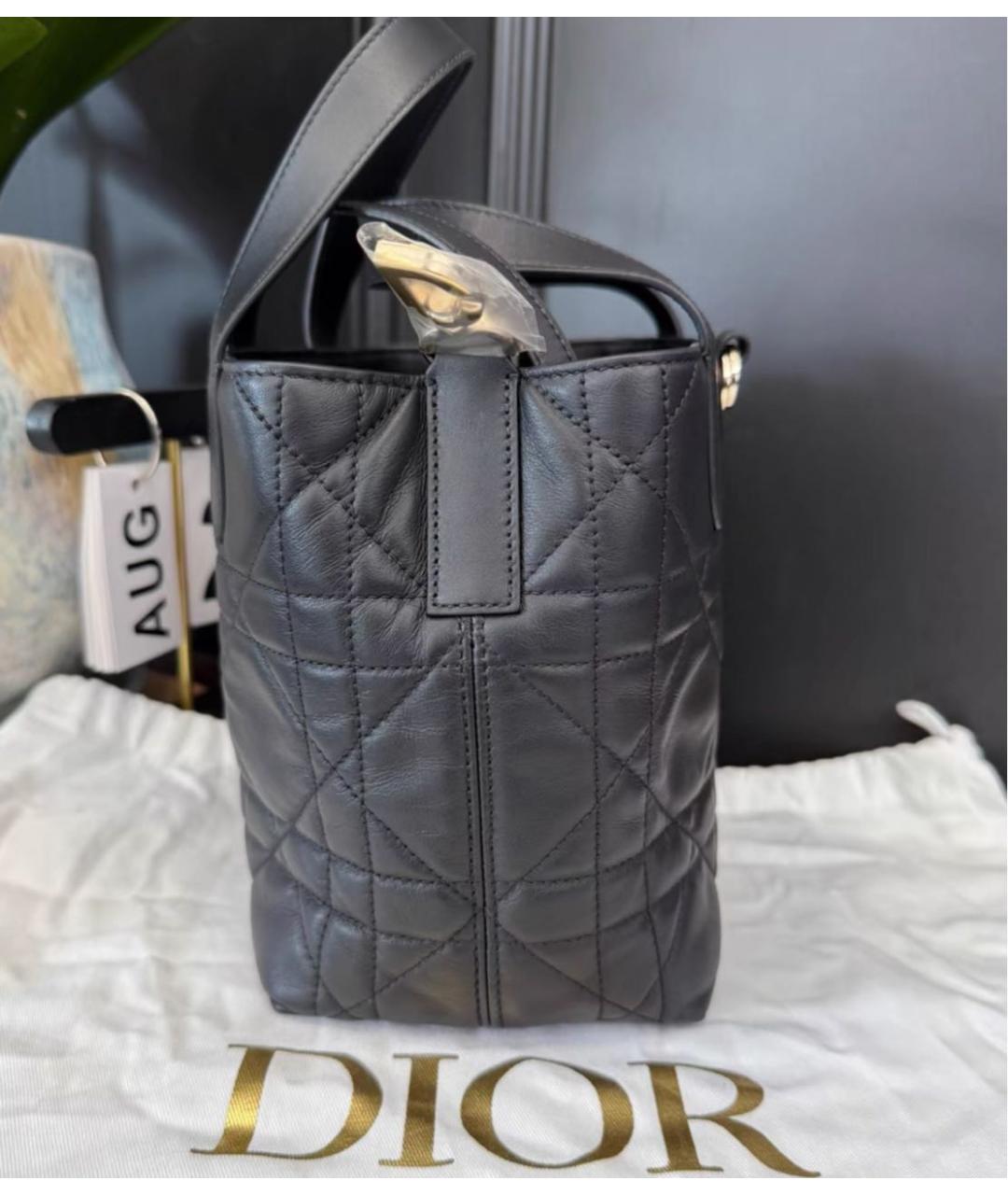 CHRISTIAN DIOR Черная кожаная сумка с короткими ручками, фото 5