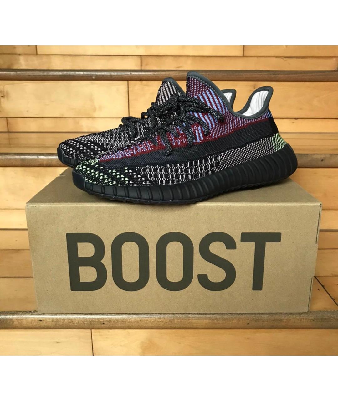 ADIDAS YEEZY Черные текстильные низкие кроссовки / кеды, фото 2