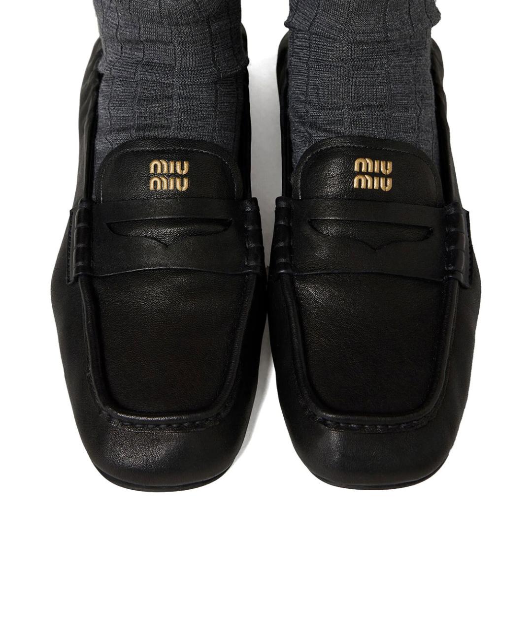 MIU MIU Черные кожаные лоферы, фото 3