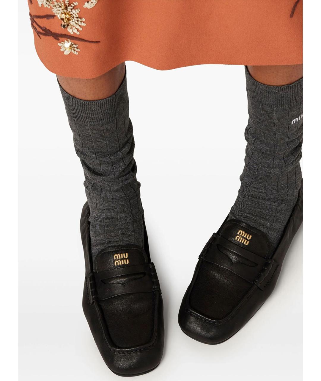 MIU MIU Черные кожаные лоферы, фото 2