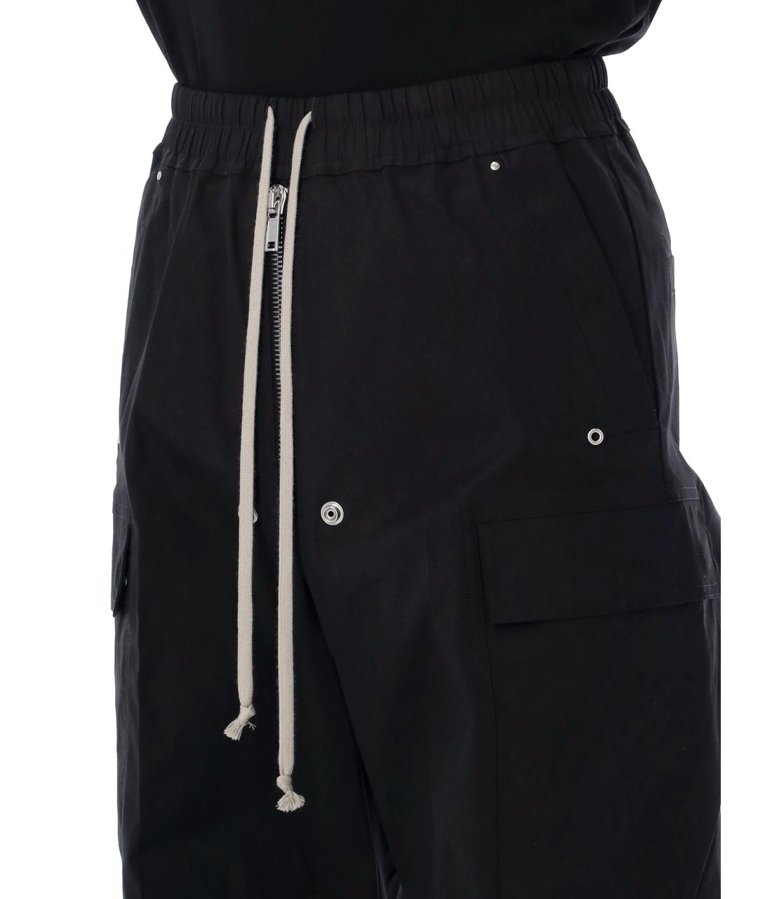 RICK OWENS Черные хлопковые повседневные брюки, фото 3