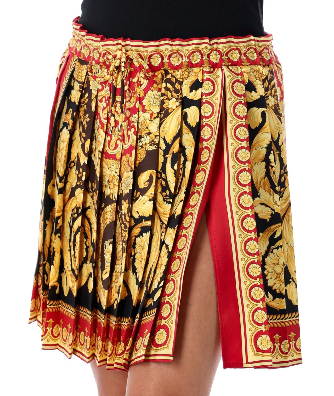 VERSACE Мульти шелковая юбка мини, фото 3