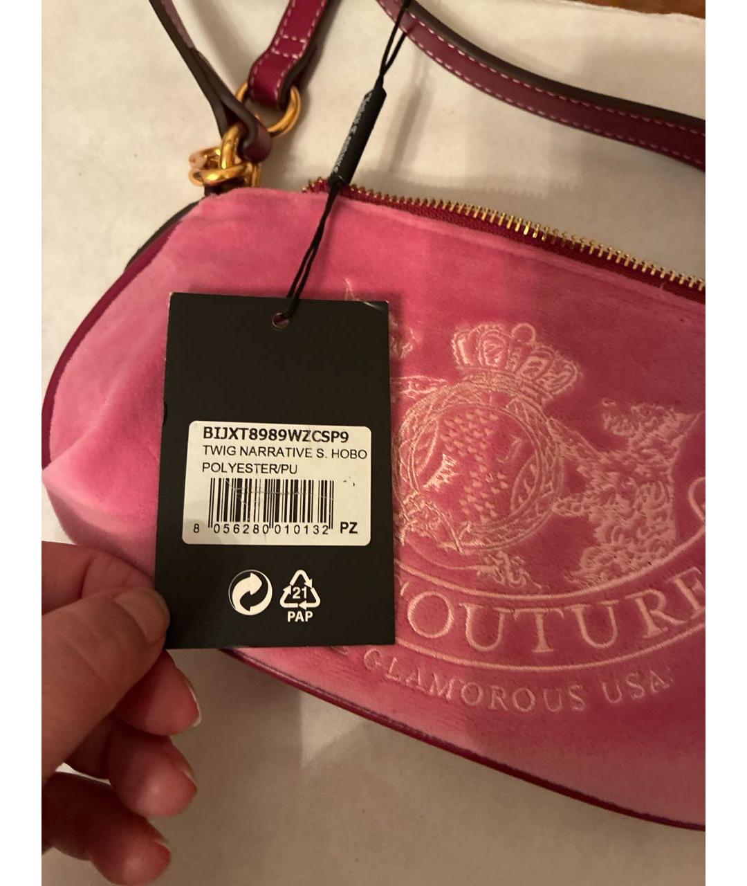 JUICY COUTURE Розовая тканевая сумка с короткими ручками, фото 4