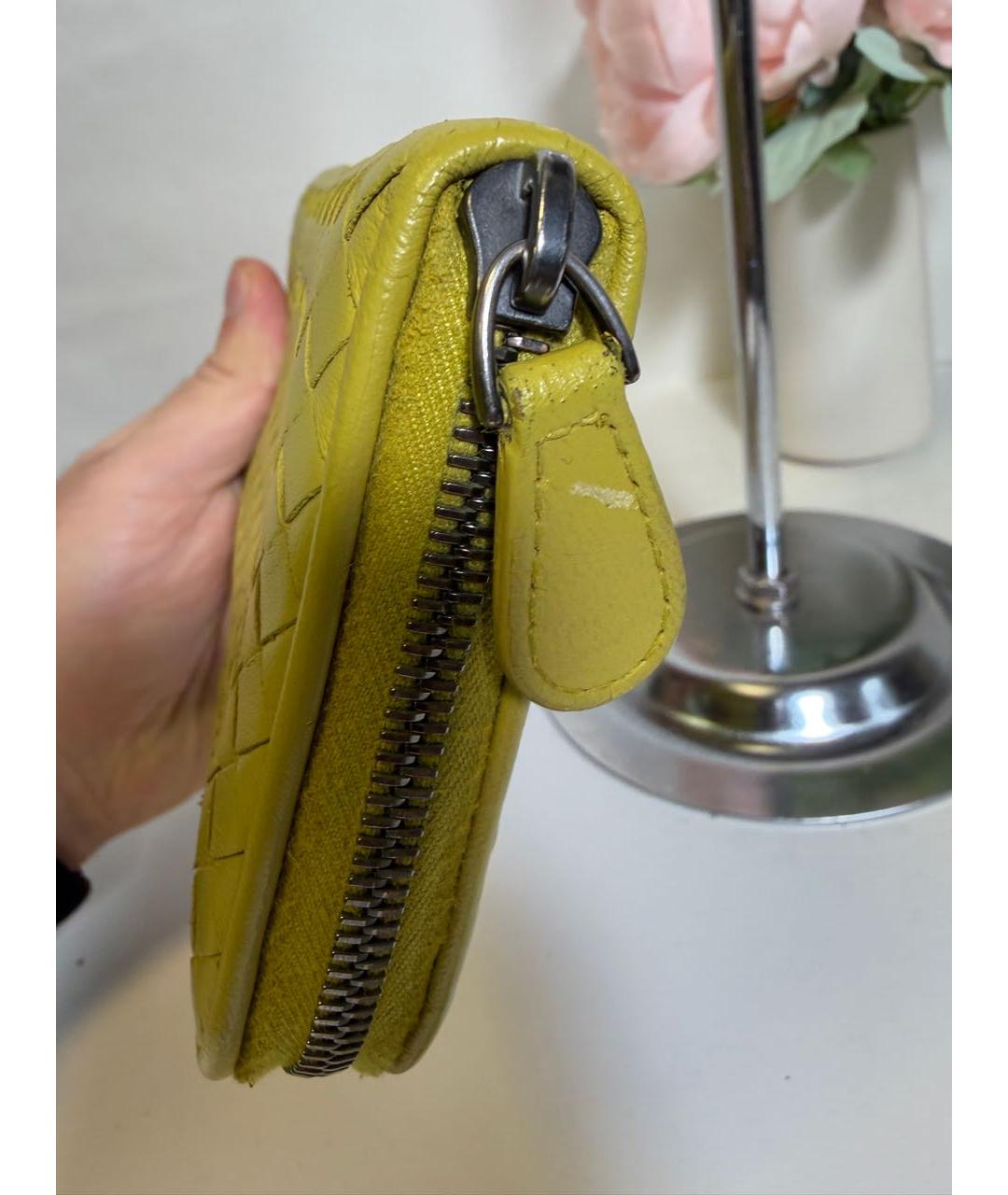 BOTTEGA VENETA Желтый кожаный кошелек, фото 3